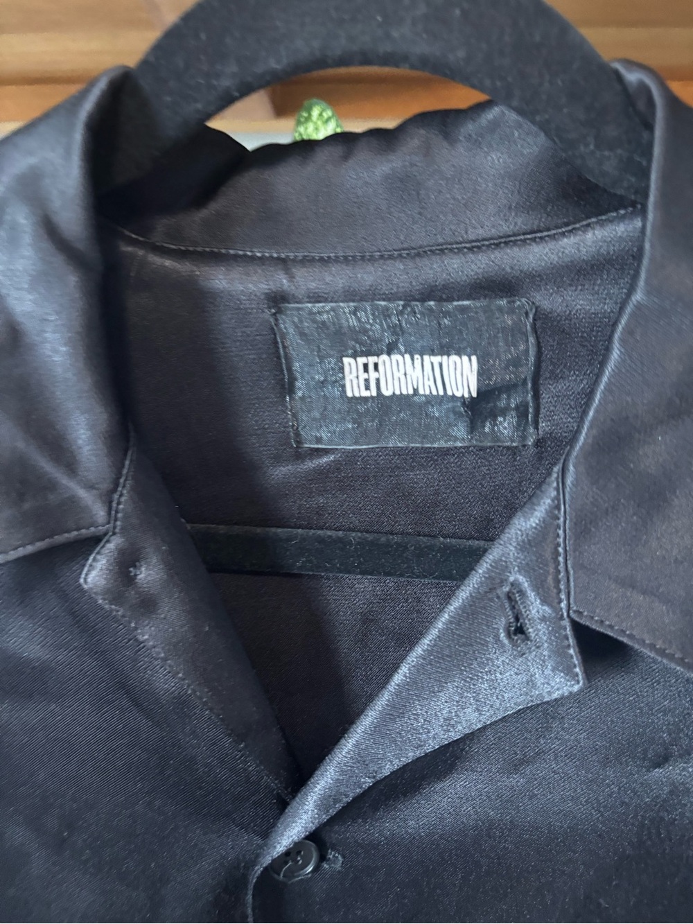 Reformation Black Satin Button-Front Top | Small - Picture 2 of 5